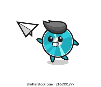 Cartoon-Schriftzeichen, das Papier wirft Flugzeug , süßes Design für T-Shirt, Aufkleber, Logo-Element