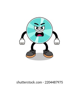 optical disc cartoon illustration with angry expression , character design