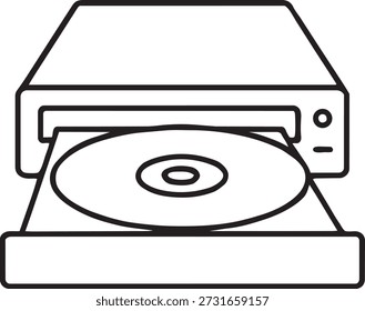 Unidad de disco óptico CD DVD lector de línea icono Ilustración vectorial