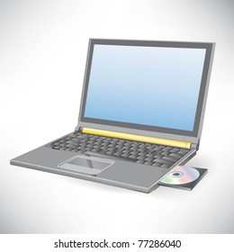 Optical disc drive on a modern laptop computer.