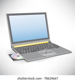 Optical disc drive on a modern laptop computer.