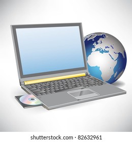 Optical disc drive on a modern laptop computer.