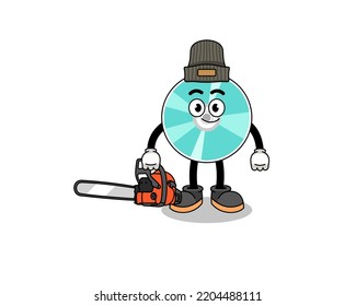 optical disc illustration cartoon as a lumberjack , character design