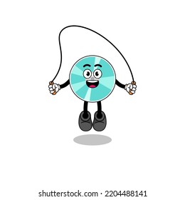 optical disc mascot cartoon is playing skipping rope , character design