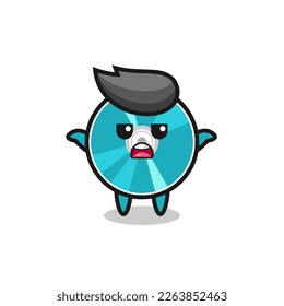 optical disc mascot character saying I do not know , cute style design for t shirt, sticker, logo element