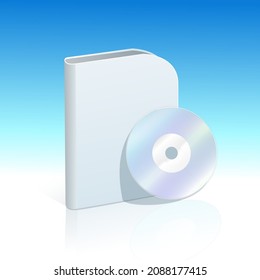 Optical Disc And Its Packaging On A Blue Background