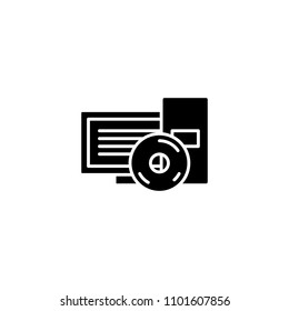 Optical drive black icon concept. Optical drive flat  vector symbol, sign, illustration.