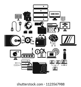 Optical drive icons set. Simple set of 25 optical drive vector icons for web isolated on white background