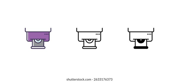 Unidade óptica Ícones linha fina e glifo ícone vetor ilustração de stock
