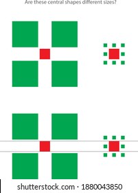 An optical Ebbinghaus illusion (also called a visual illusion) is an illusion caused by the visual system and characterized by a visual percept that arguably appears to differ from reality.