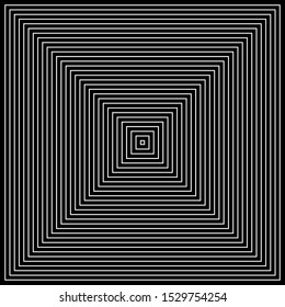 Optical effect in abstract geometric background. The diminishing square