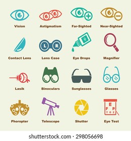 optical elements, vector infographic icons