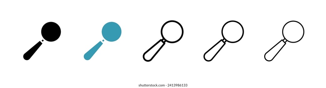 Optical Enlarger Vector Icon Set. Magnifying tool and detailed inspection vector symbol for UI design.