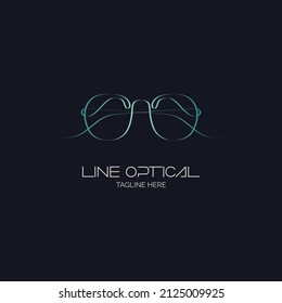 optical eye glass line style monogram logo design template for brand or company and other