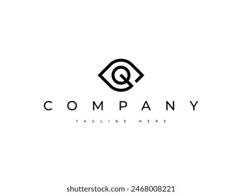 optical eye letter Q line logo design