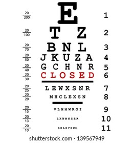 Optical eye test with closed message