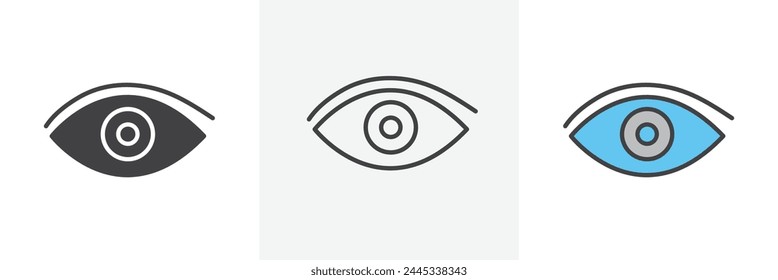 Optical Eye and Vision Icon Set. Human Eyeball Representation and Sight Symbols.