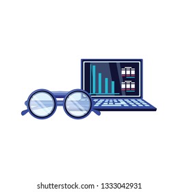 optical eyeglasses with laptop computer