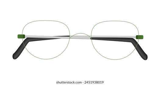 Marco De Gafas Ópticas Aislado Sobre Fondo Blanco, Ilustración vectorial De Estilo De Contorno.