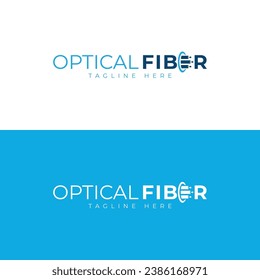 Optical fiber broadband creative logo wordmark typography design for internet business