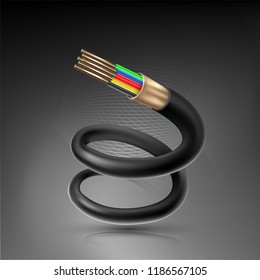 Optical Fiber cable for communication technology and connecting concept. Vector illustration for network conceptual.