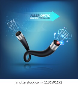 Optical Fiber cable for communication technology and connecting concept. Vector illustration for network conceptual.