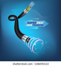 Optical Fiber cable for communication technology and connecting concept. Vector illustration for network conceptual.