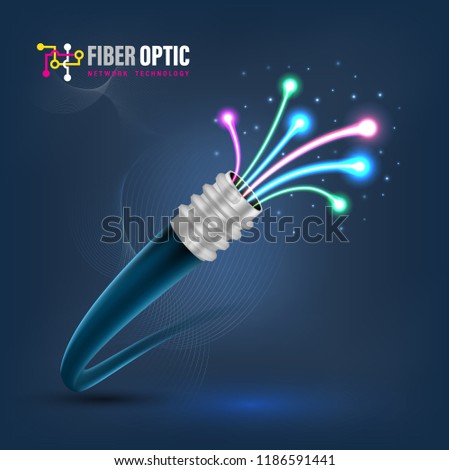 Optical Fiber cable for communication technology and connecting concept. Vector illustration for network conceptual.
