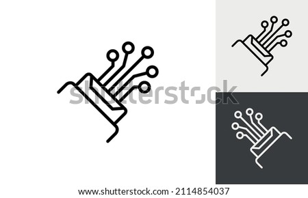 optical fiber cable flat line icon, stock illustration