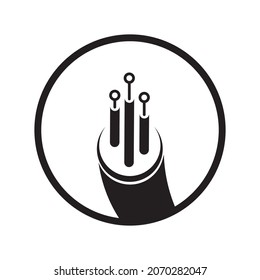 Icono de cable de fibra óptica para tecnología de comunicación y conexión de concepto Vector Illustration.Concepto de red. Tecnología futura con Internet de alta velocidad Transferencia de datos de gran tamaño con nueva fibra óptica
