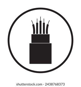 Optical Fiber cable icon for communication technology and connecting concept Vector Illustration.Network conceptual. Future Technology With High speed Internet Large data transfer with new fiber optic