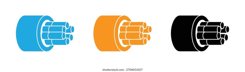 Icono de cable de fibra óptica para tecnología de comunicación y Ilustración vectorial de concepto de conexión. Conceptual de red. Futura Tecnología Con Internet de alta velocidad Transferencia de datos Grande . EPS 10