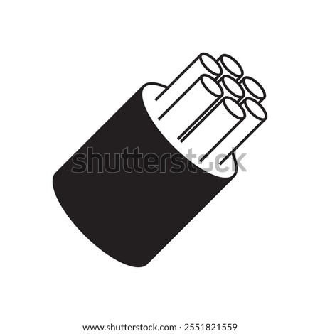 Optical Fiber cable icon for communication technology and connecting concept Vector Illustration. Network conceptual. Future Technology With High speed Internet Large data transfer . EPS 10