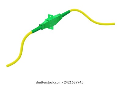 Optical fiber cable with SC APC connector and SC simplex adapter. vector illustration EPS 10.