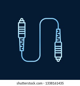 Optical fiber connectors vector blue line icon on dark background 