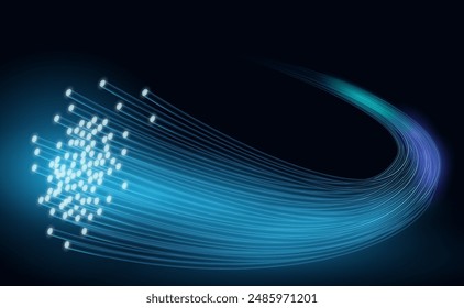 Optical fiber digital communication. Vector illustration. Sketch for creativity.