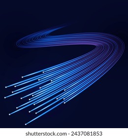 Optical fiber with digital information flow. Vector illustration. Sketch for creativity.