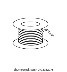 Optical fiber flat line vector icons. Network connection, computer wire, cable bobbin, data transfer. Thin signs for electronics store, internet services.