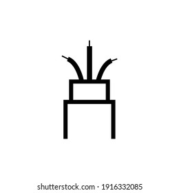 Optical fiber flat line vector icons. Network connection, computer wire, cable bobbin, data transfer. Thin signs for electronics store, internet services.