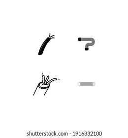 Optical fiber flat line vector icons. Network connection, computer wire, cable bobbin, data transfer. Thin signs for electronics store, internet services.