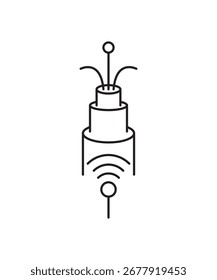 ícone de fibra óptica, ícone de melhor linha de vetor.