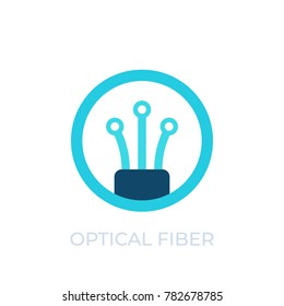 Optical Fiber Icon, Vector Logo On White