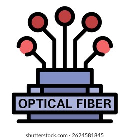 Optical fiber logo icon. Outline optical fiber logo vector icon color flat isolated