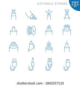 Optical Fiber Related Icons. Editable Stroke. Thin Vector Icon Set