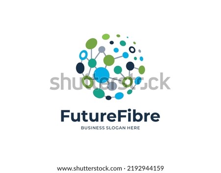 Optical fiber vector logo icon design. Telecommunication and networking logotype