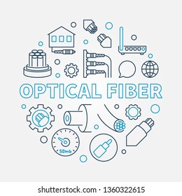 Optical Fiber vector round creative illustration in thin line style 