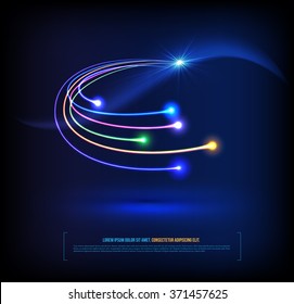 Optical fibers communication concept, network technology, can use for brochure,  infographic about technology. Vector illustration.