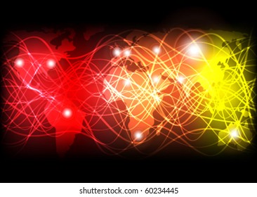 Optical Fibers on Map of World
