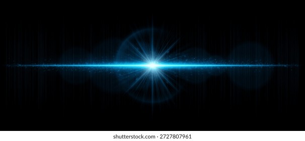 Optical flare with transparent light beam, glowing diffusion, and smooth reflections. Ideal for overlays, visual design, and futuristic lighting effects.