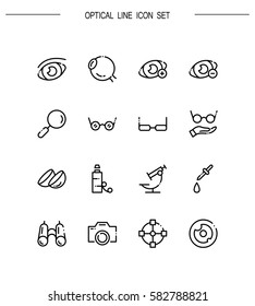 Optical flat icon set. Collection of high quality outline symbols for web design, mobile app. Optical vector thin line icons or logo.